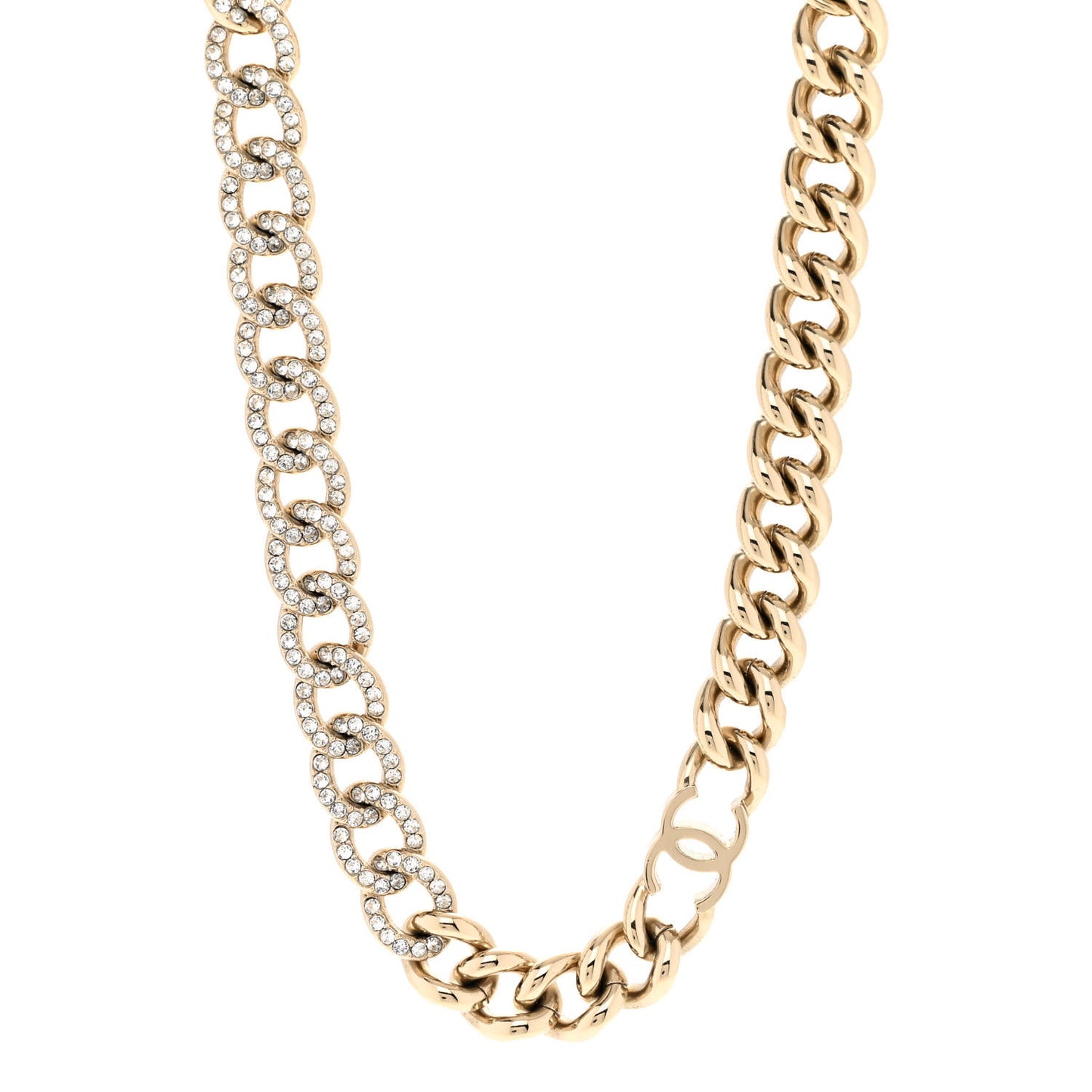 Crystal CC Chain Link Choker Necklace Gold