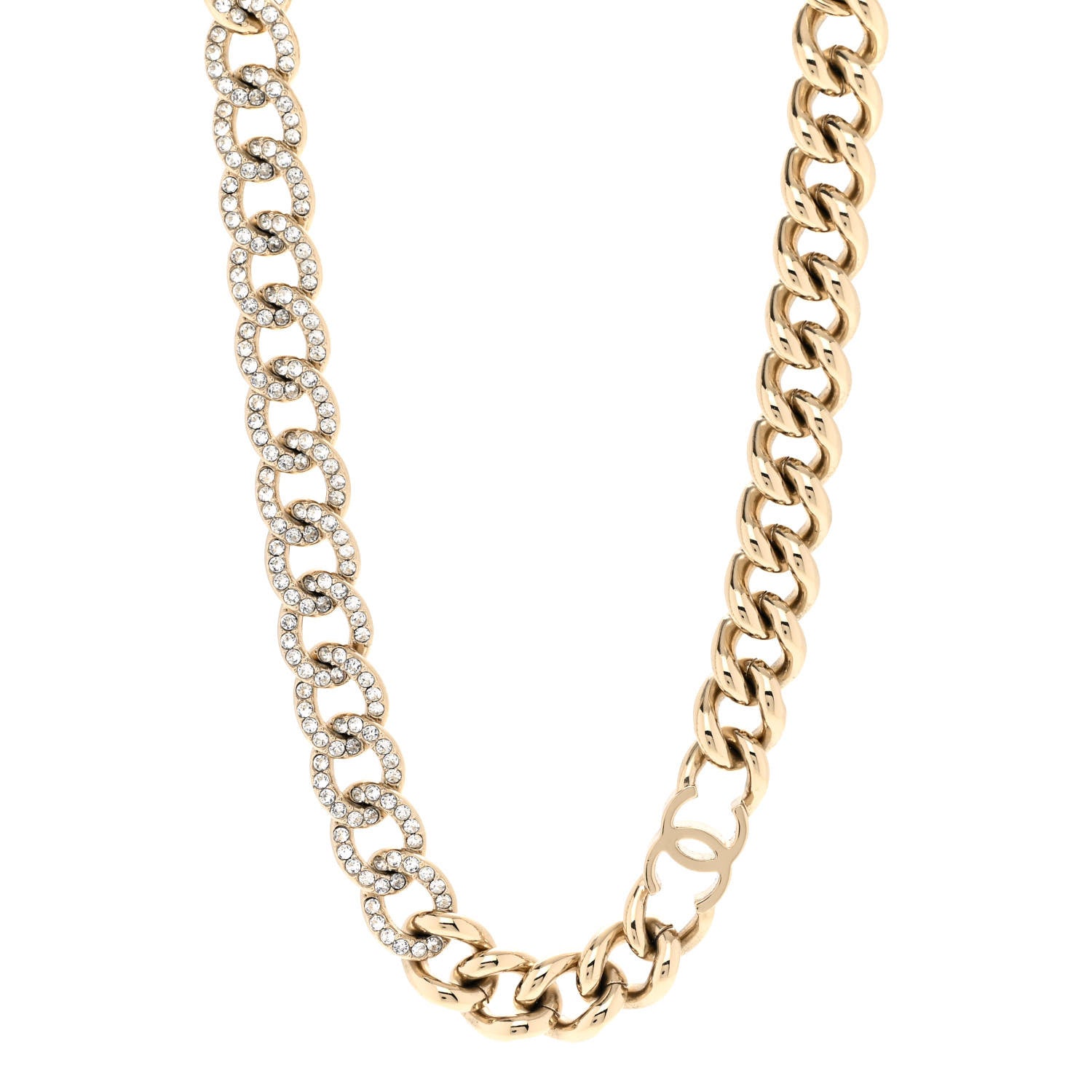 Chanel Crystal CC Chain Link Choker Necklace Gold 1 of 5
