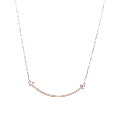 Tiffany 18K Rose Gold Small T Smile Pendant Necklace 4 of 6
