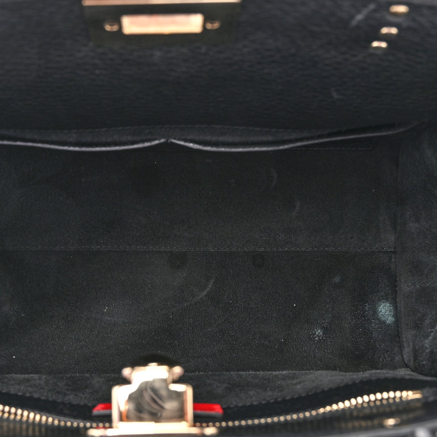 Pebbled Calfskin Rockstud Double Handle Tote Black