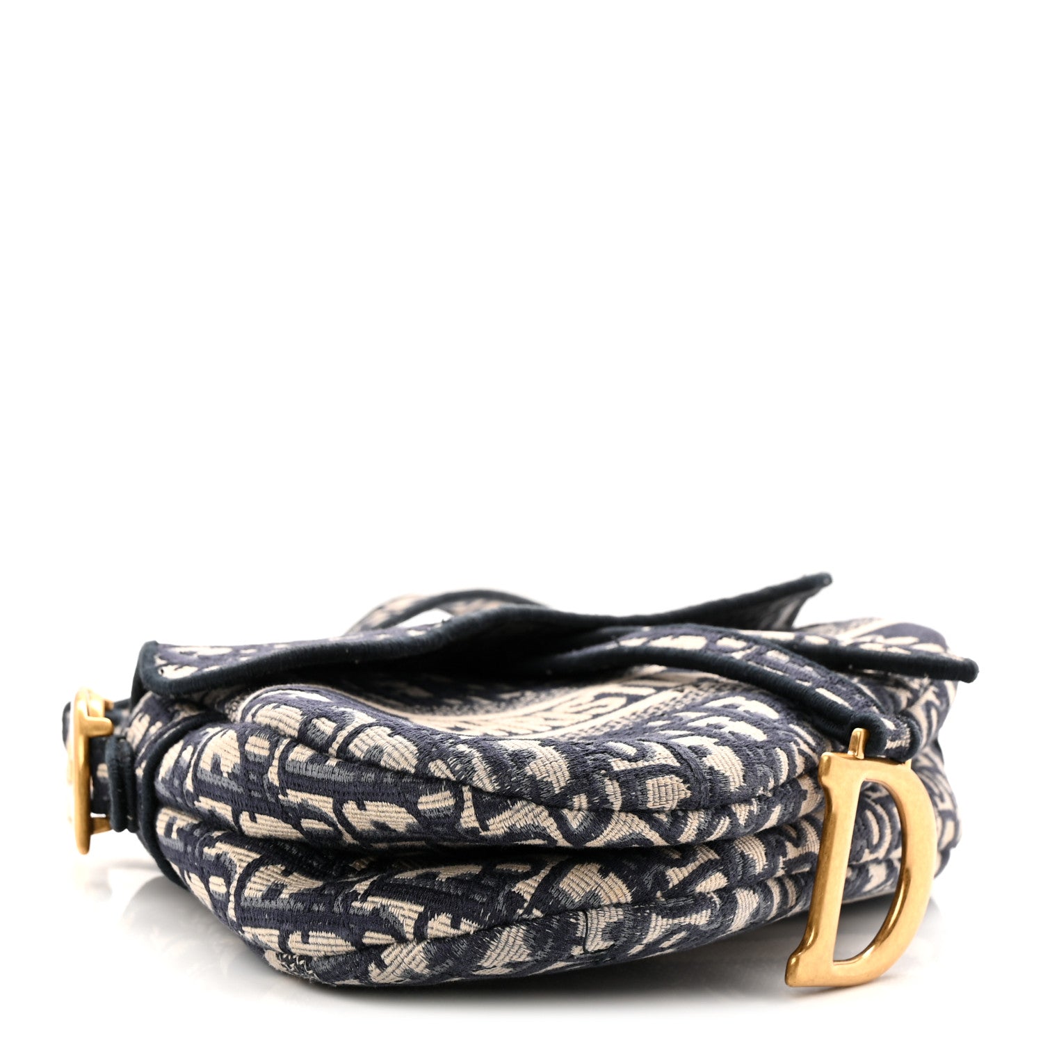 Christian Dior Oblique Embroidered Saddle Bag Blue 4 of 11