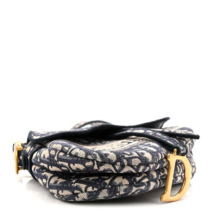 Christian Dior Oblique Embroidered Saddle Bag Blue 4 of 11