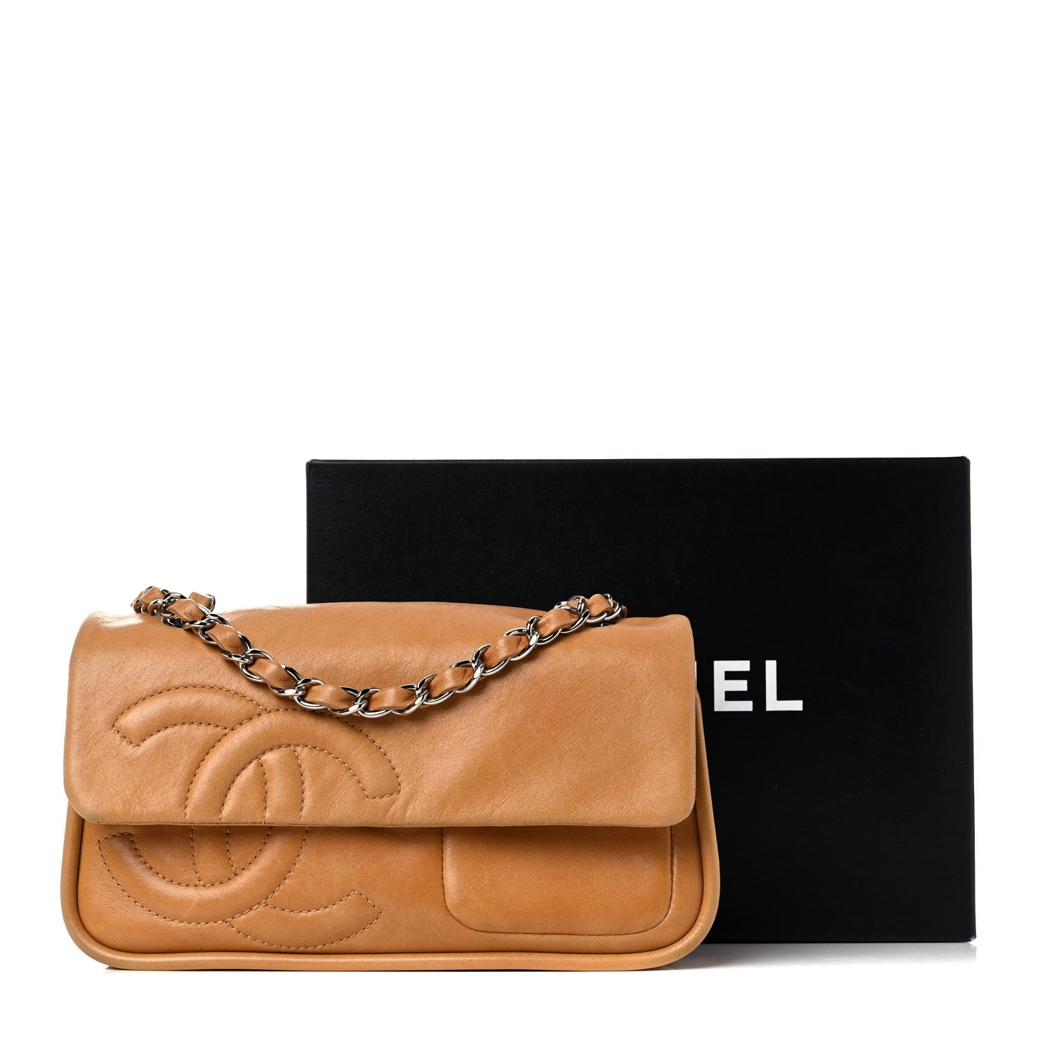 Chanel Calfskin Diagonal Ligne Medium Flap Beige 20 of 20