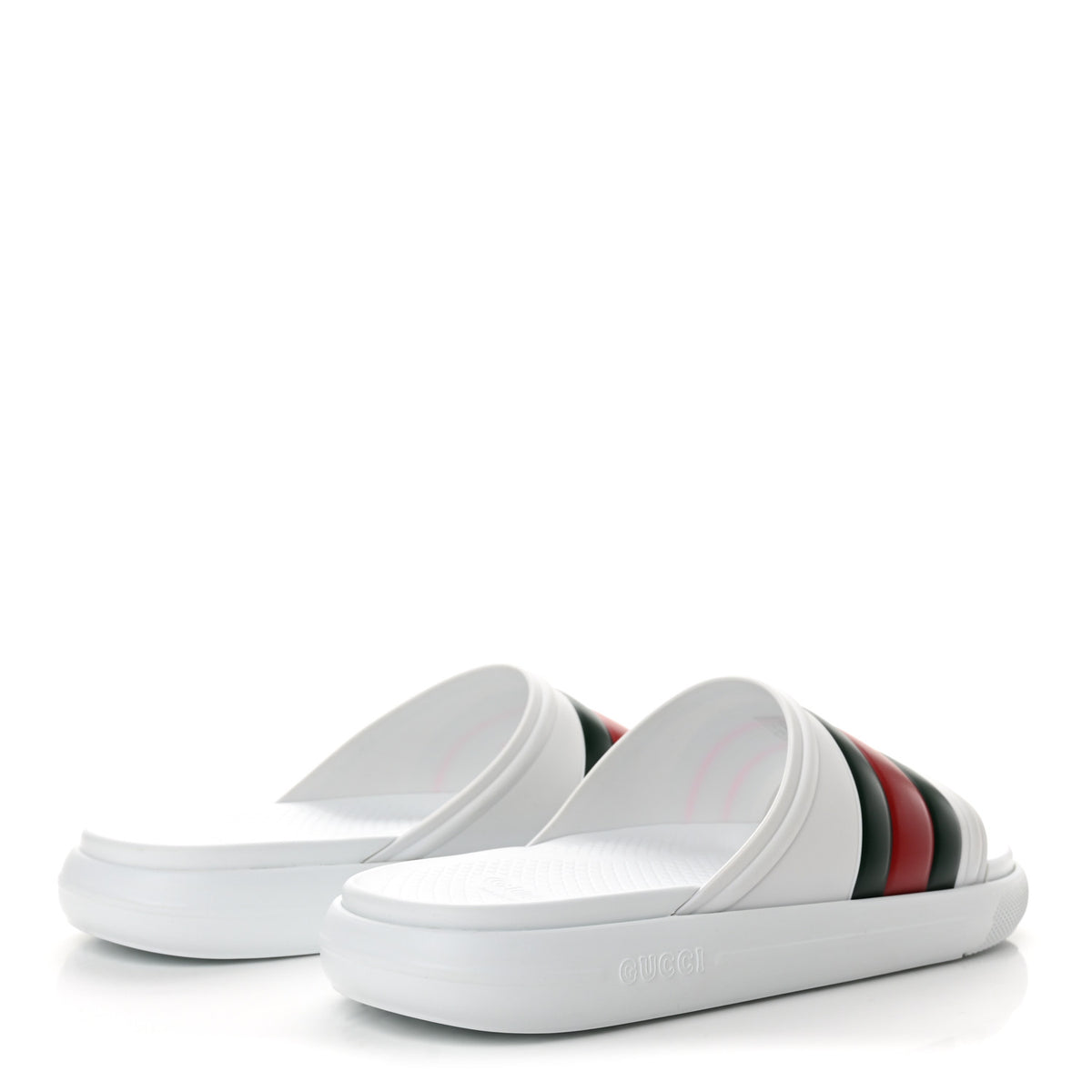Gucci Rubber Web Mens Slide Sandals 12 White Green Red 5 of 10