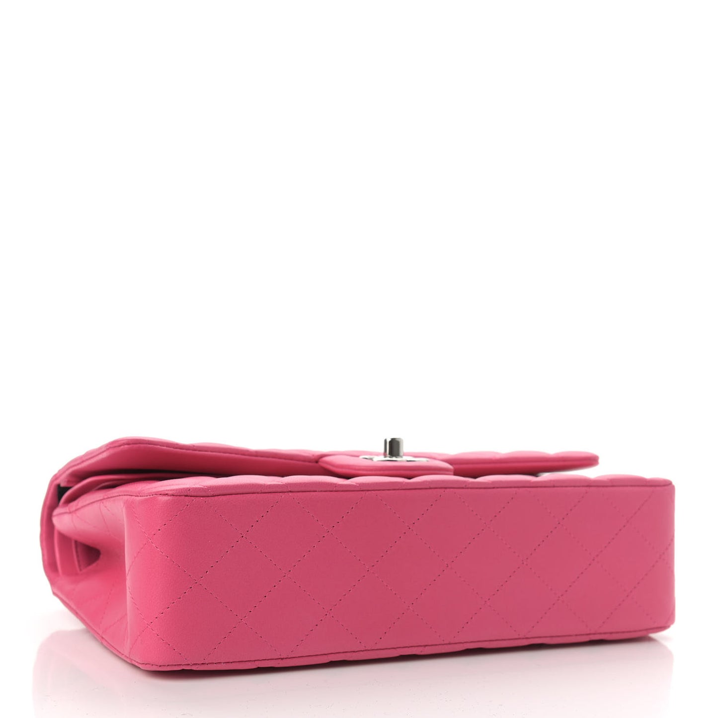 Lambskin Quilted Medium Double Flap Dark Pink