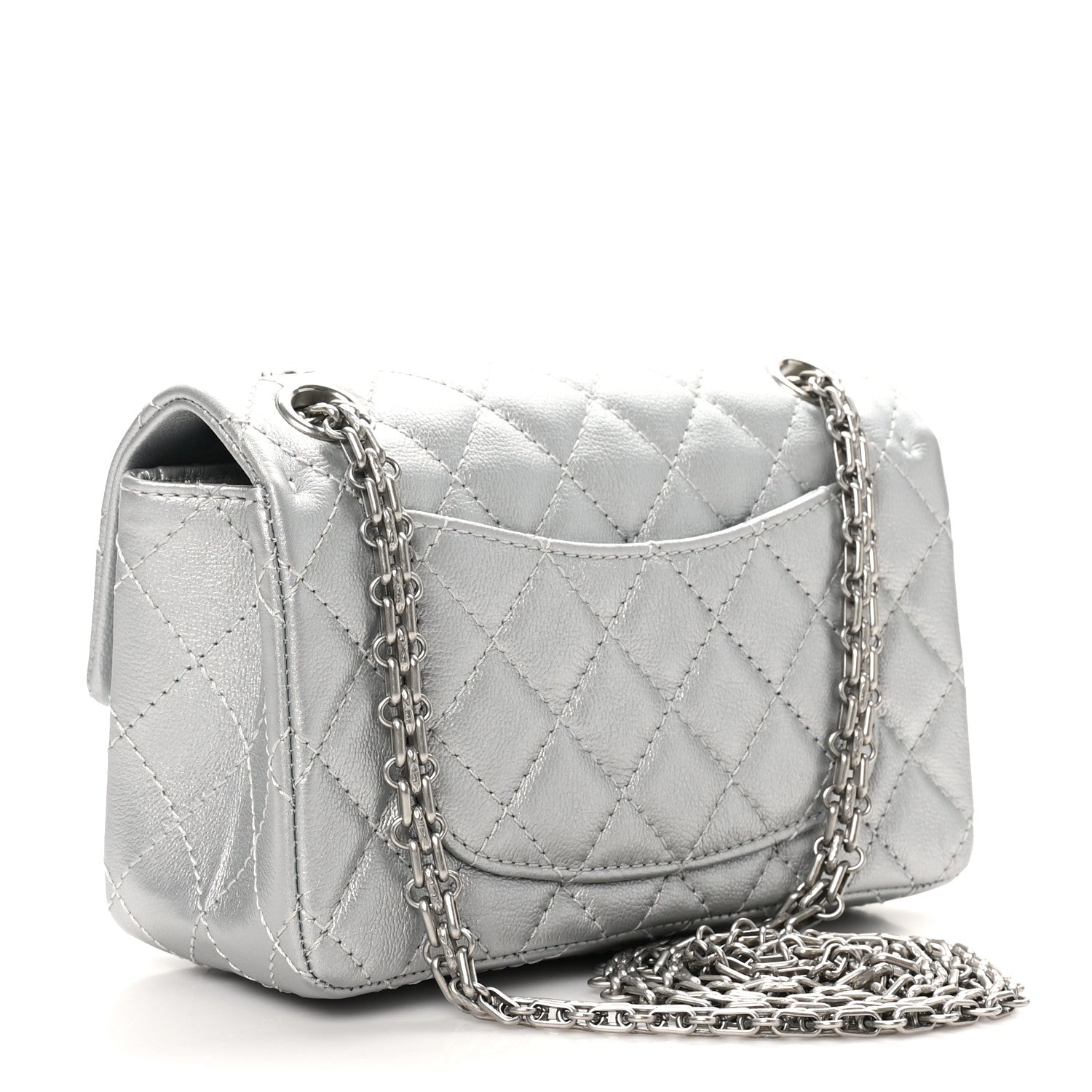 Chanel Metallic Grained Calfskin Quilted 2.55 Reissue Mini Flap Silver 2 of 11