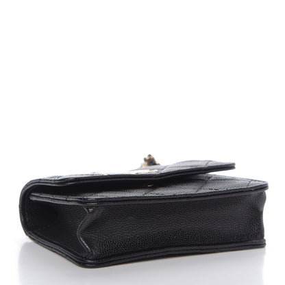 Chanel Caviar Quilted Mini Pearl On Top Coin Purse With Chain Black 4 of 11