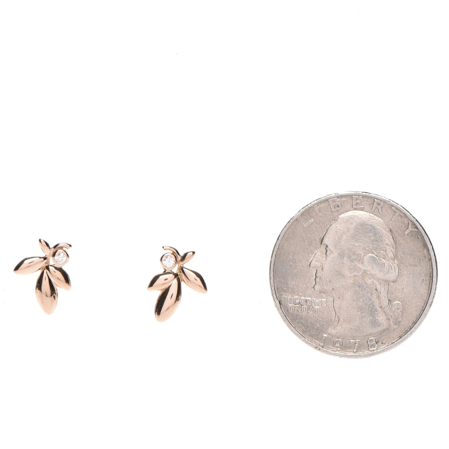 Tiffany 18K Rose Gold Diamond Paloma Picasso Olive Leaf Earrings 2 of 7