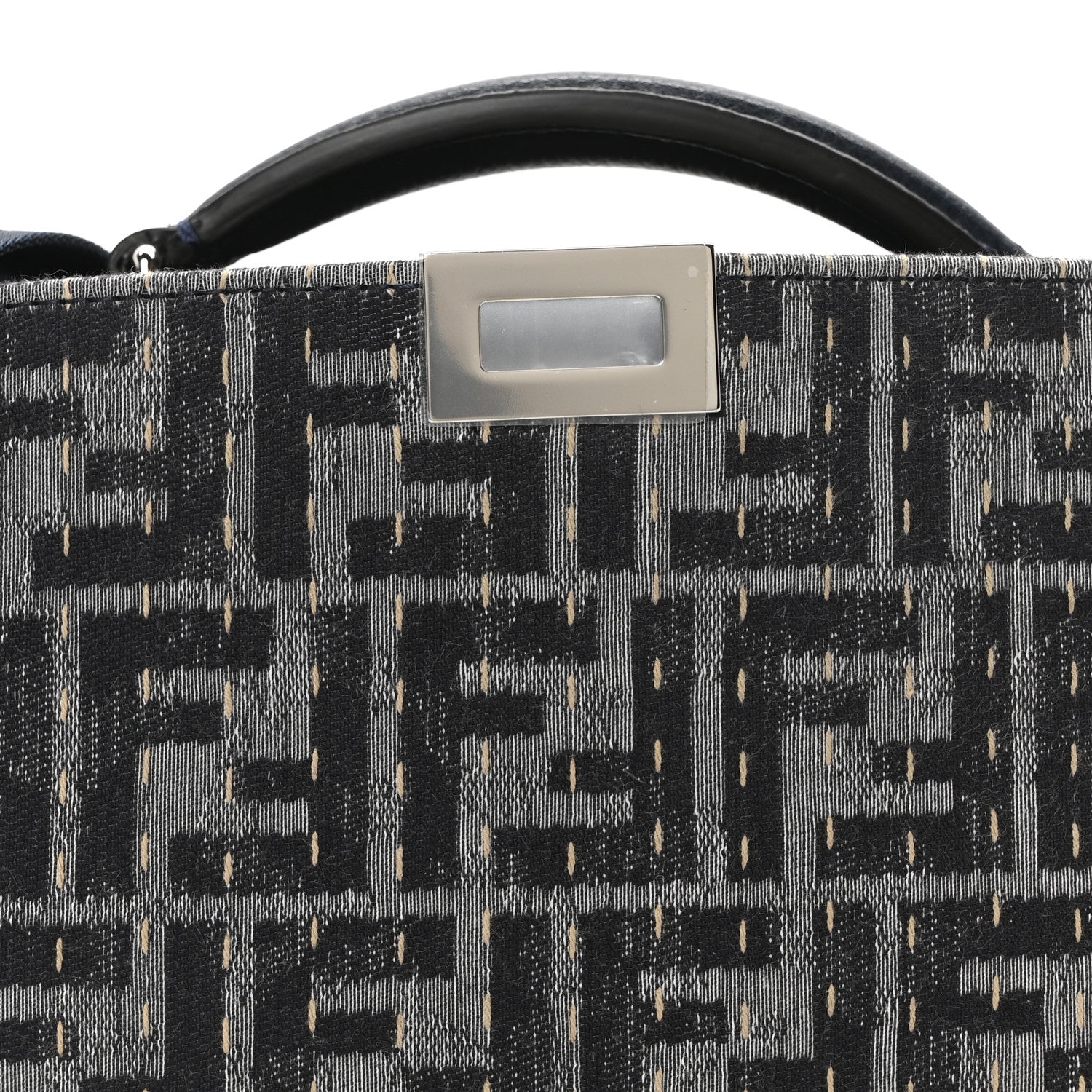 Fendi Chenille Vitello Seta FF Peekaboo I See U X Cross Satchel Blue Notte 8 of 10