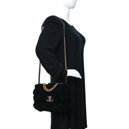 Chanel Cotton Canvas Quilted Medium Chanel 19 Flap Black 2 of 10