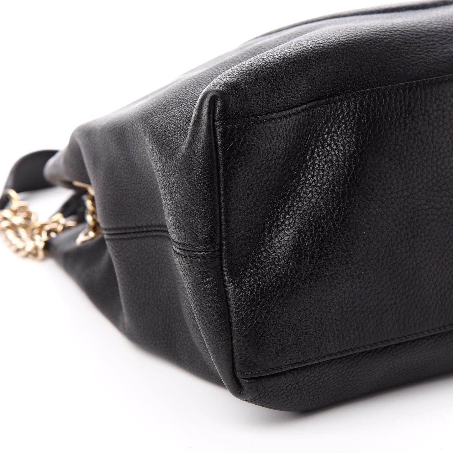 Pebbled Calfskin Medium Soho Chain Shoulder Bag Black