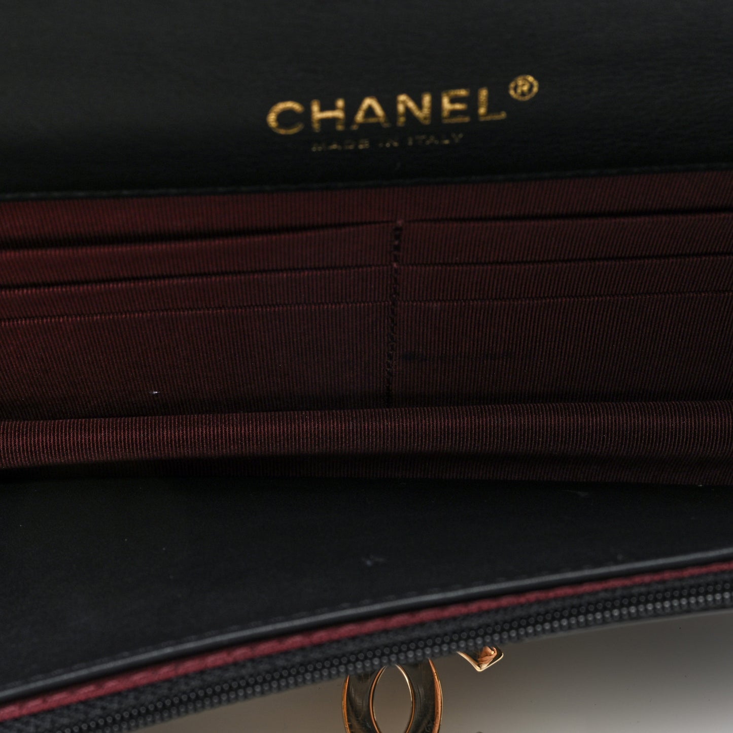 Patent Quilted Golden Class Wallet on Chain WOC Black