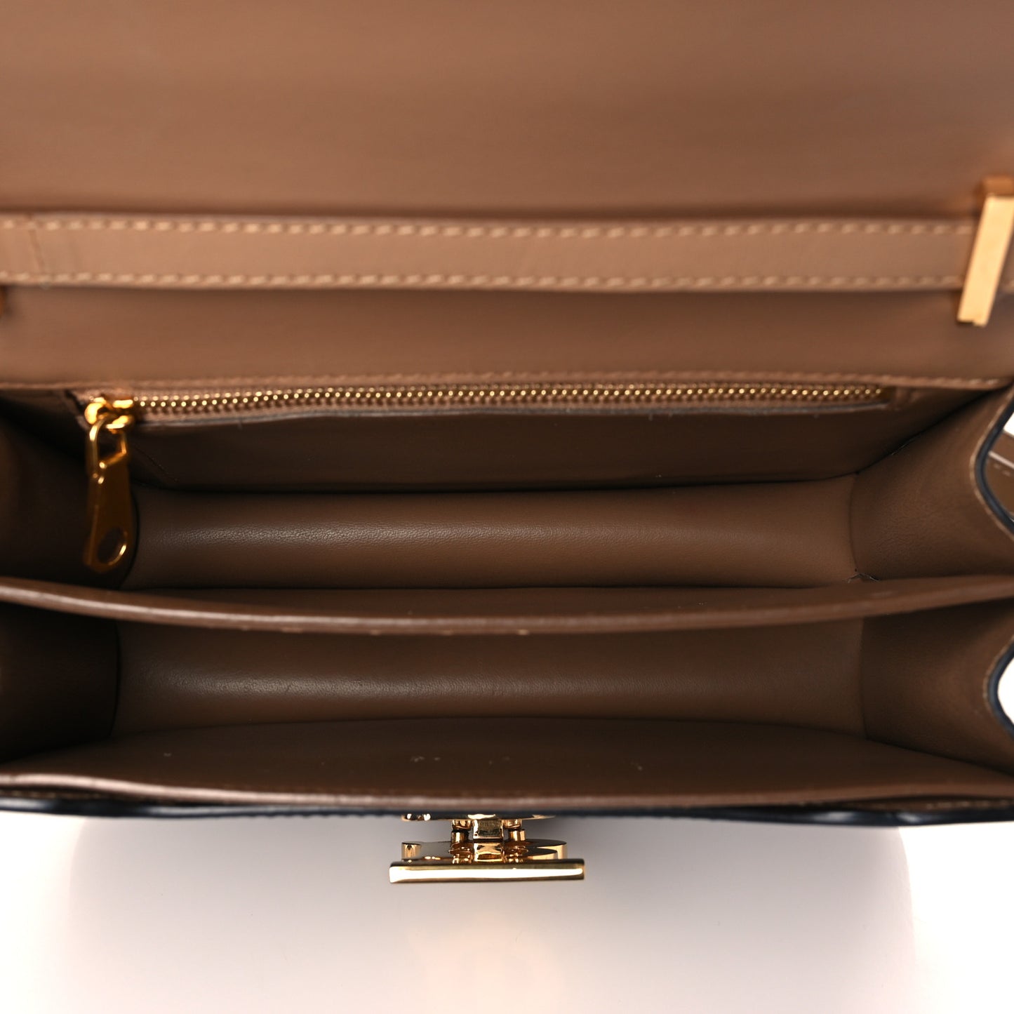 Calfskin Small TB Envelope Clutch Bag Malt Brown