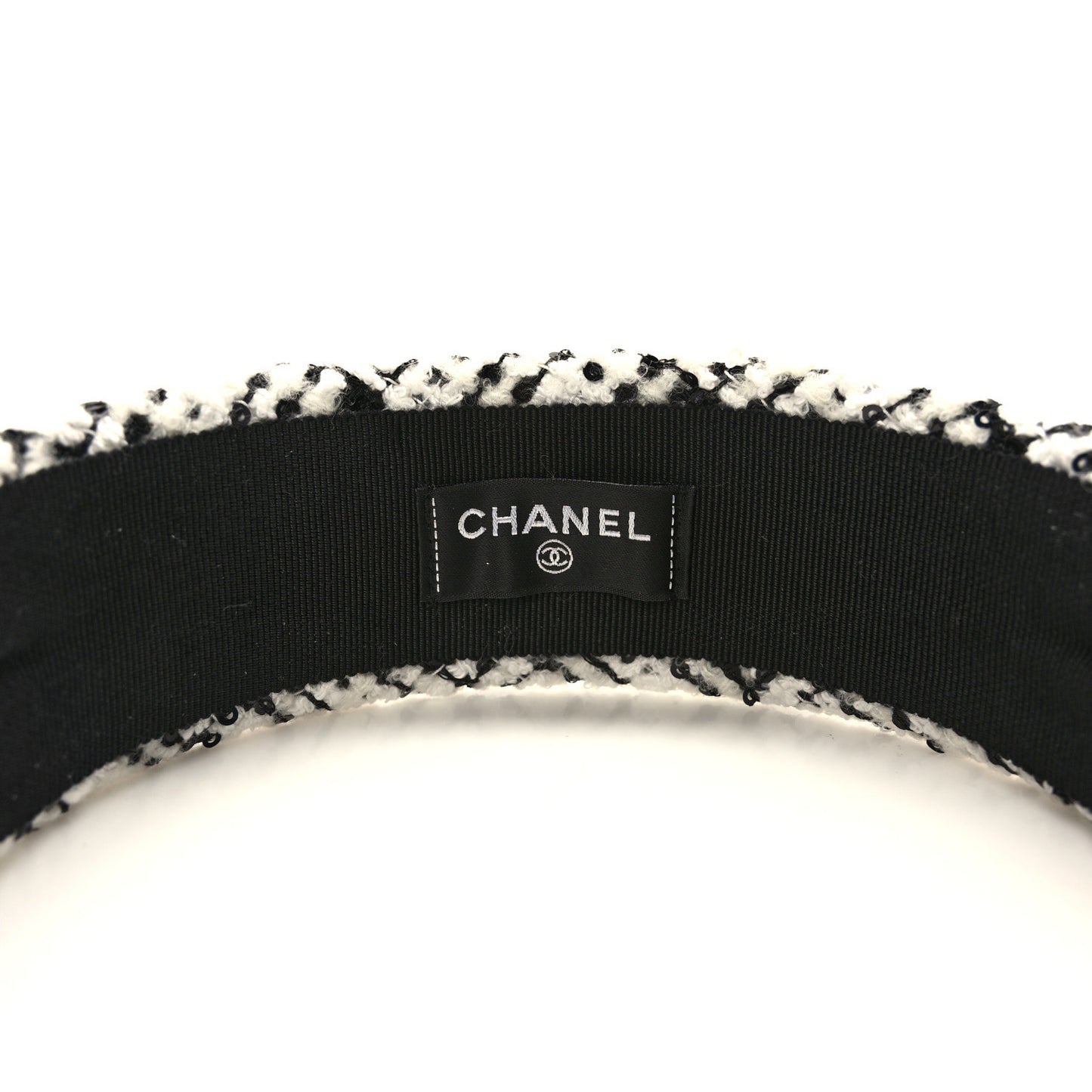 Tweed Sequin Headband White Black