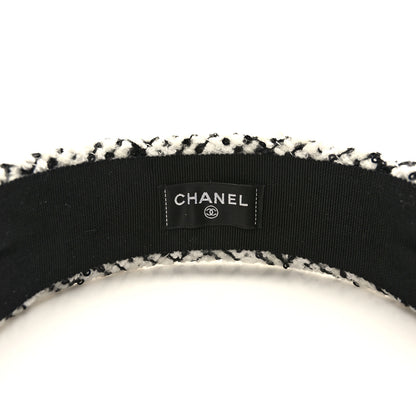Chanel Tweed Sequin Headband White Black 6 of 7