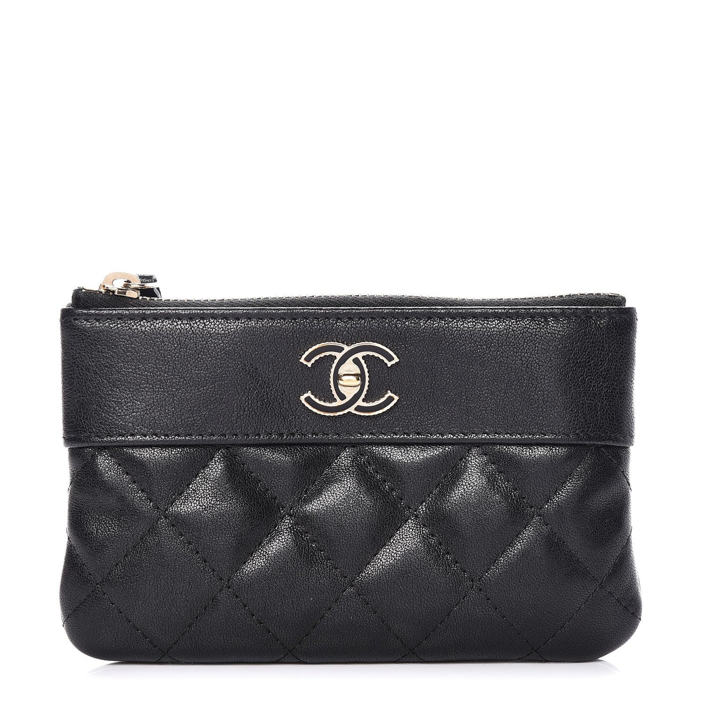 Sheepskin Quilted Small Vintage Mademoiselle Cosmetic Case Black
