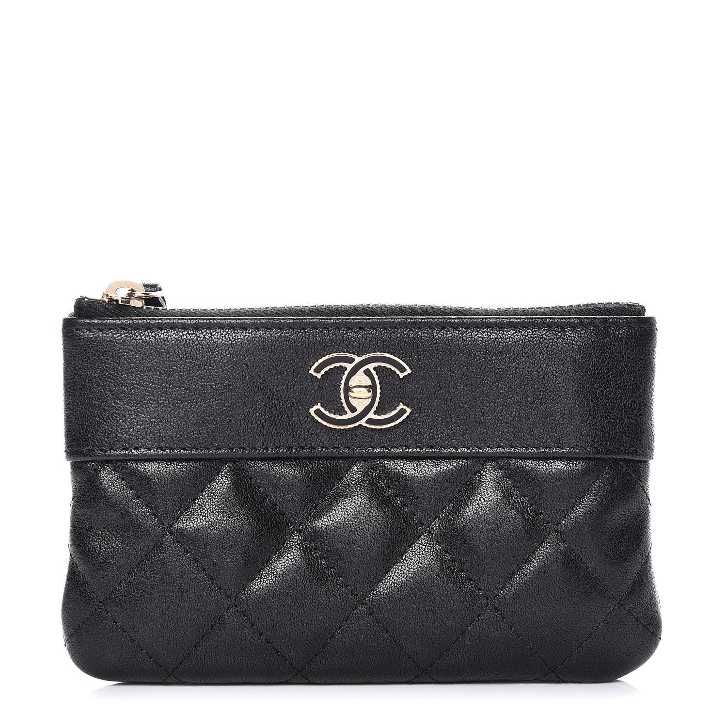 Chanel Sheepskin Quilted Small Vintage Mademoiselle Cosmetic Case Black 1 of 8