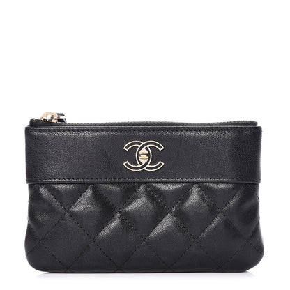Chanel Sheepskin Quilted Small Vintage Mademoiselle Cosmetic Case Black 1 of 8