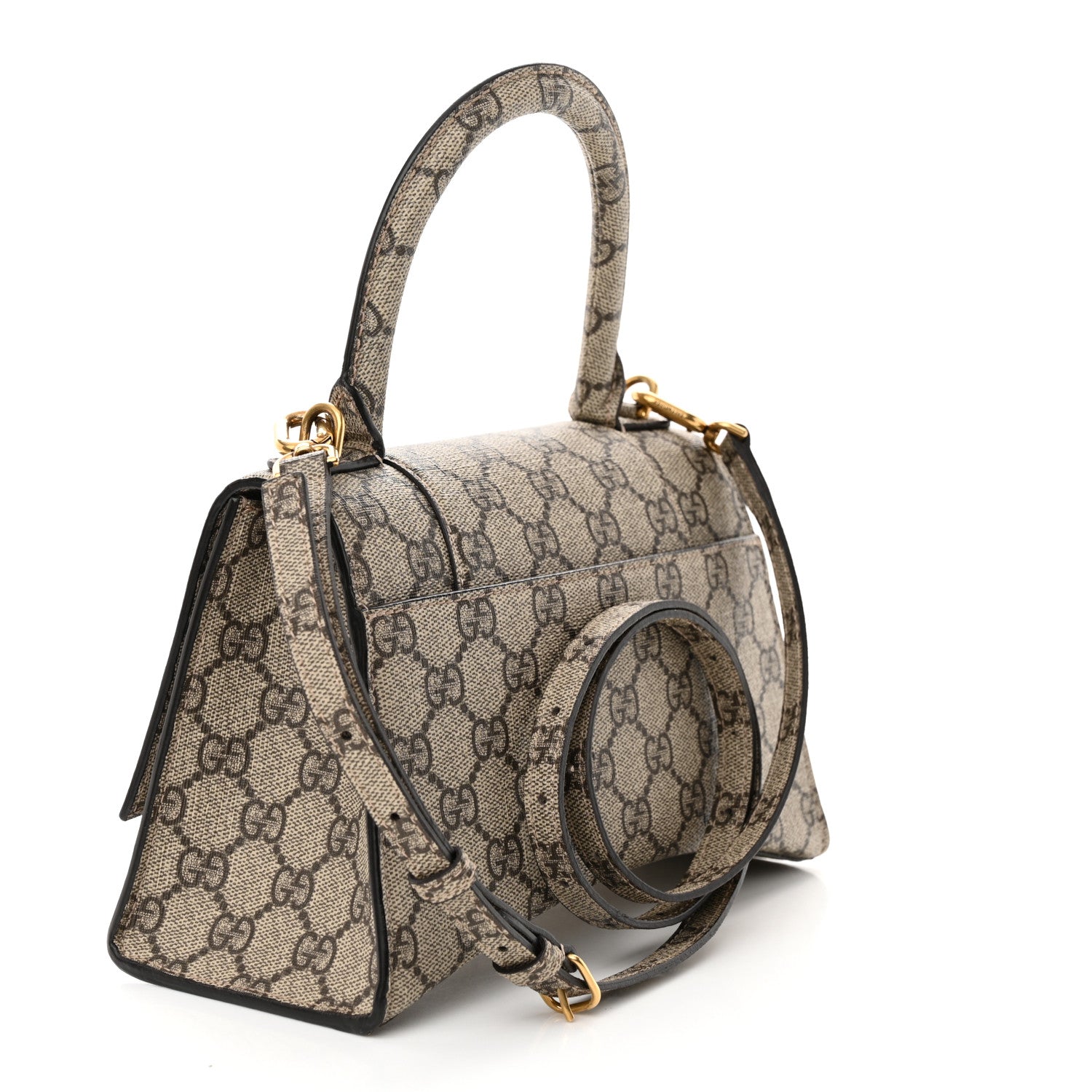 Balenciaga X GUCCI GG Supreme Monogram Small Hourglass Top Handle Bag Beige Ebony 3 of 9