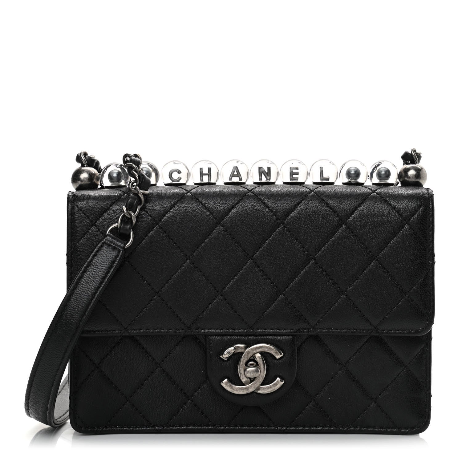 Chanel Goatskin Quilted Logo Small Chic Flap Black 1 of 18