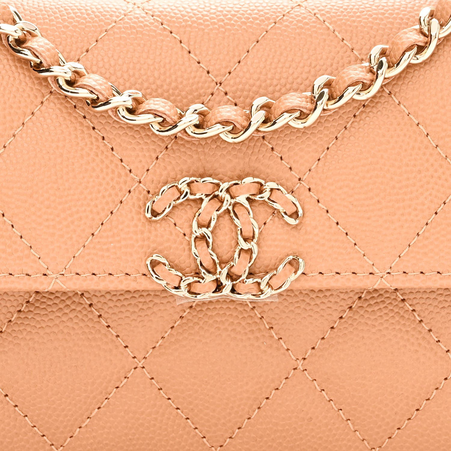 Chanel Caviar Quilted Chain Match Top Handle Phone Holder With Chain Beige 7 of 9