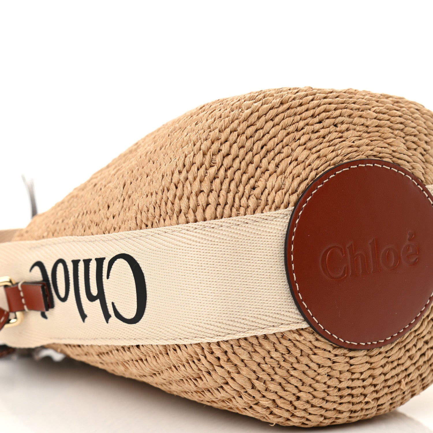 Chloe Raffia Calfskin Small Woody Basket Bag Brown 9 of 10