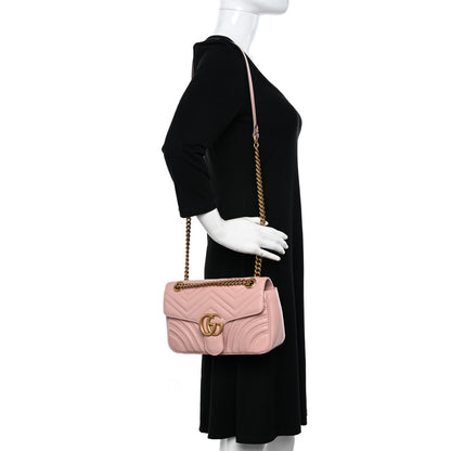 Gucci Calfskin Matelasse Small GG Marmont Shoulder Bag Perfect Pink 2 of 17