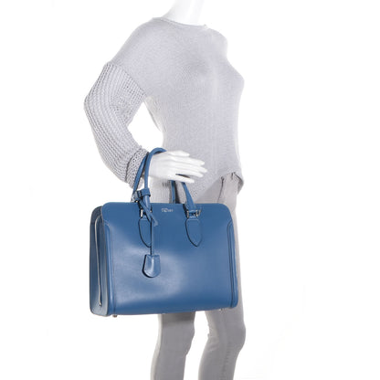 Alexander McQueen Calfskin Heroine Open Tote Blue 2 of 10