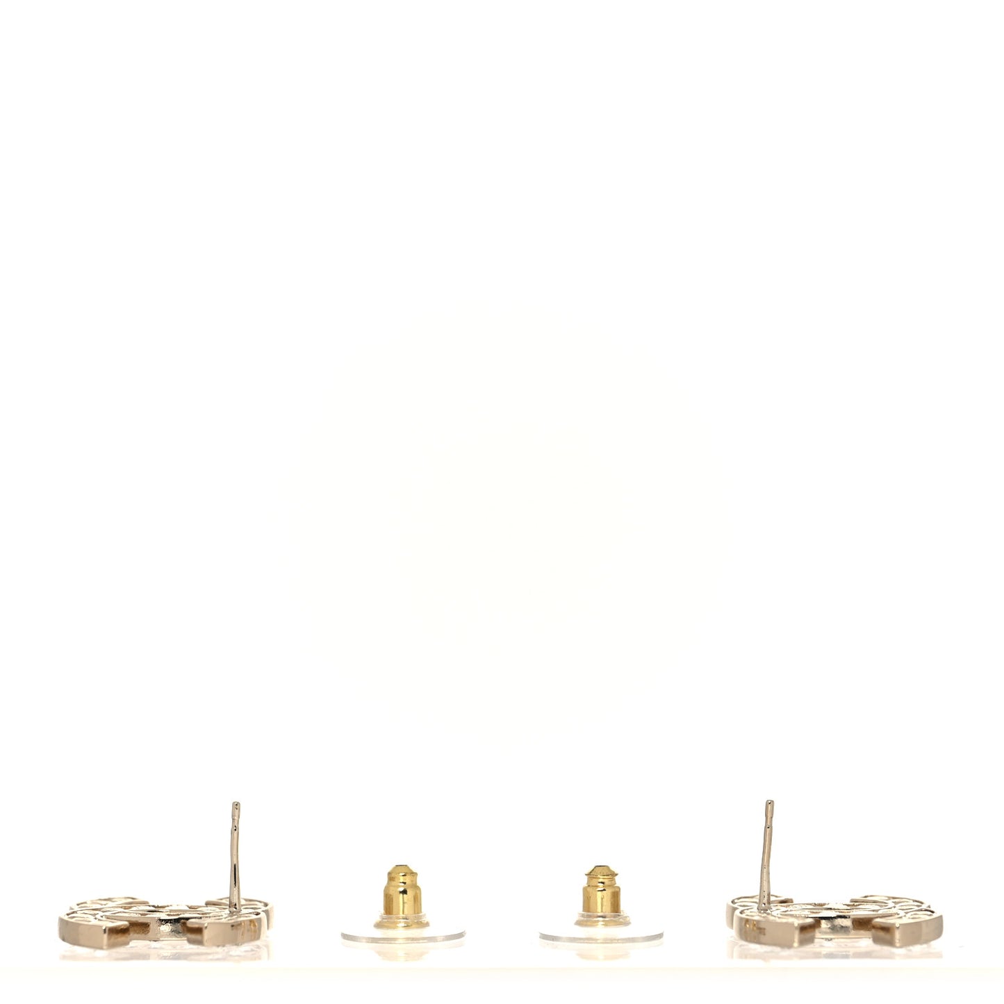 Metal Crystal Large CC Earrings Light Gold