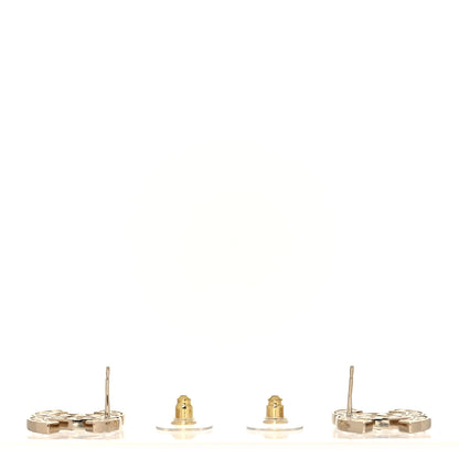 Chanel Metal Crystal Large CC Earrings Light Gold 3 of 5