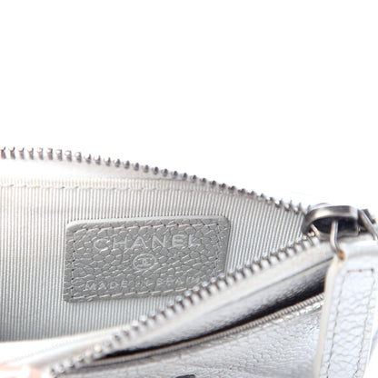 Chanel Metallic Caviar Quilted CC Zip Card Holder Silver 6 of 8