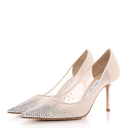 Jimmy Choo Calfskin Mesh Crystal Love 85 Pumps 37 3 of 14