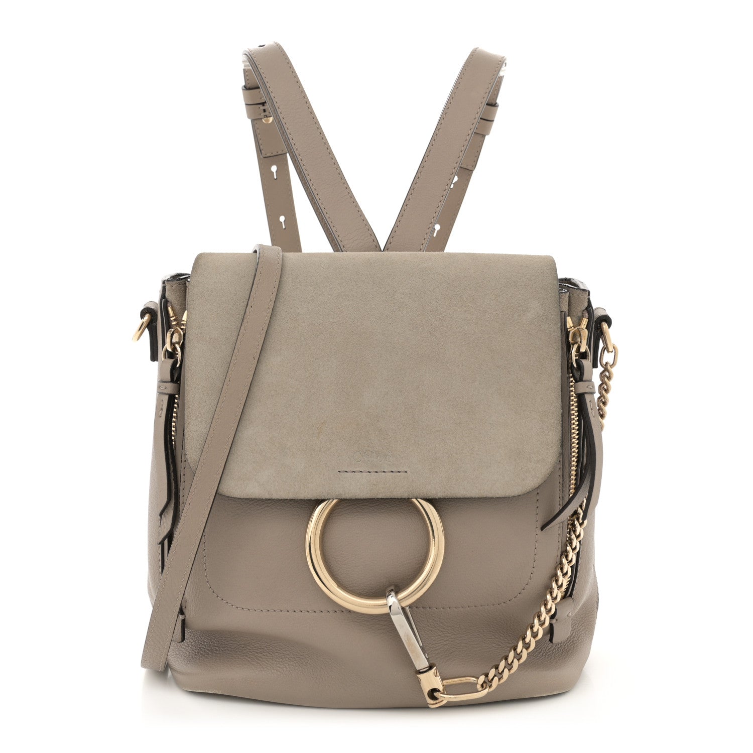 Chloe Suede Calfskin Small Faye Backpack Motty Grey 1 of 16