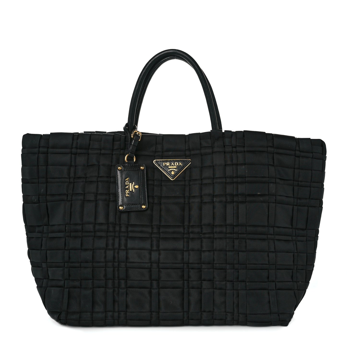 Tessuto Nylon Woven Shopping Tote Black