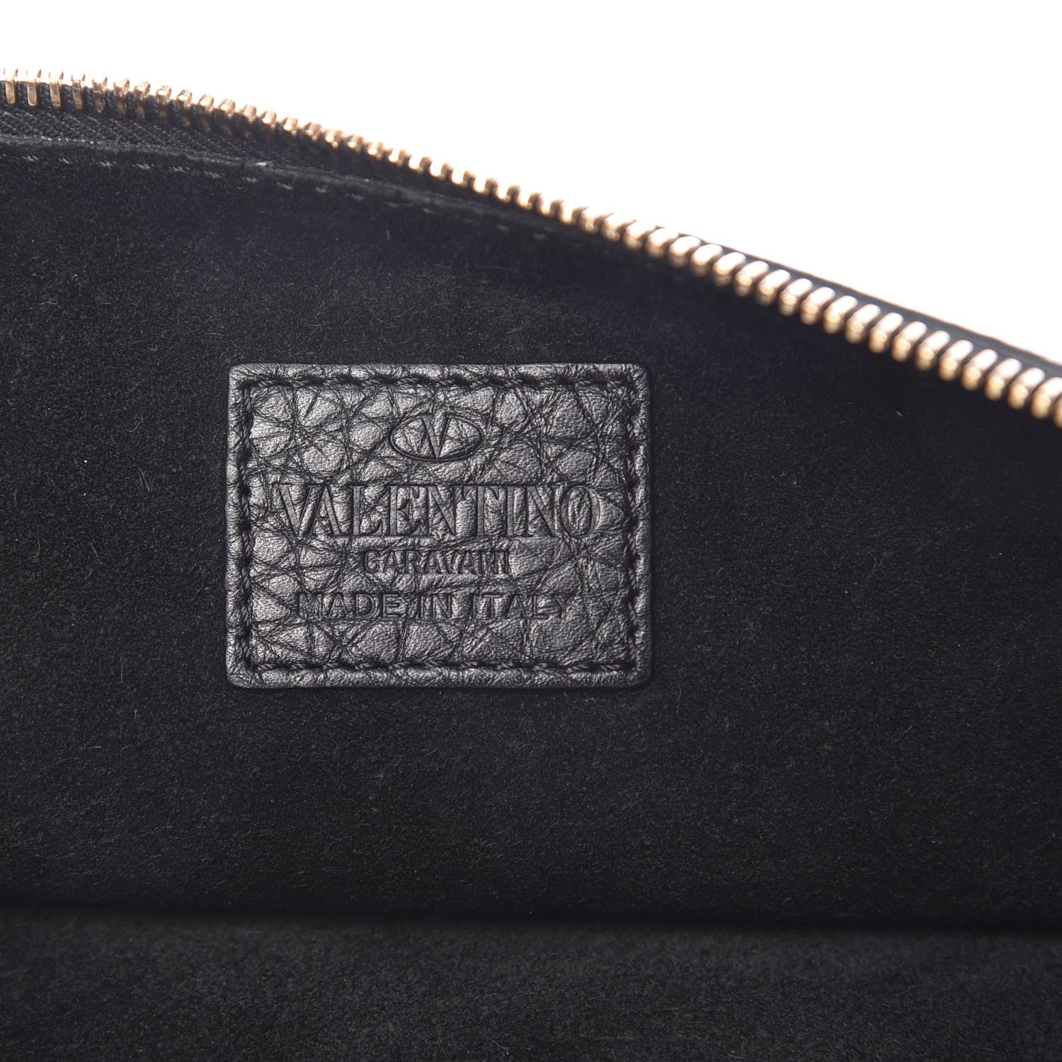Valentino Garavani Pebbled Calfskin Large Rockstud Zip Pouch Black 6 of 7