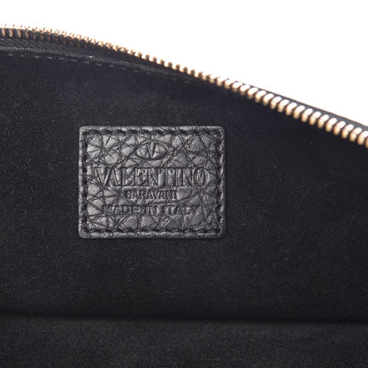 Valentino Garavani Pebbled Calfskin Large Rockstud Zip Pouch Black 6 of 7