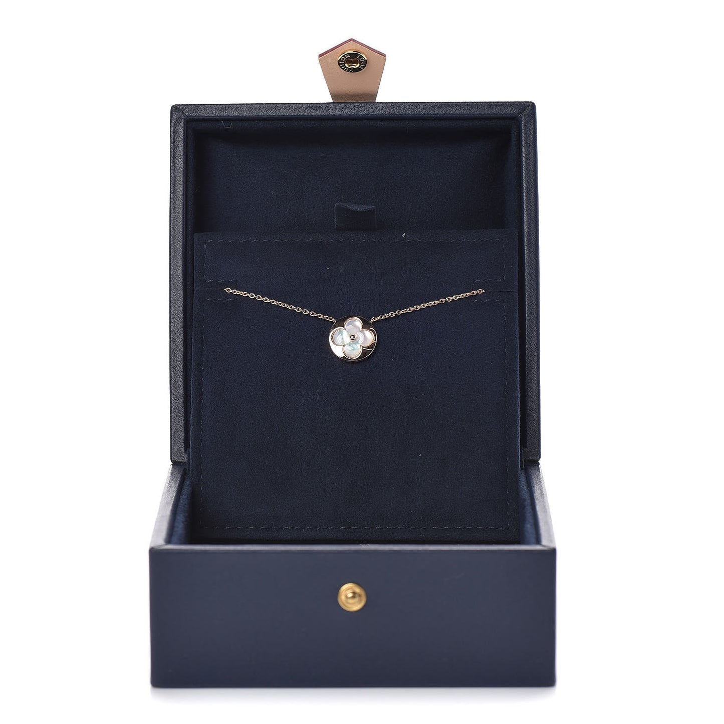 18K Pink Gold Mother Of Pearl Blossom Sun Pendant Necklace