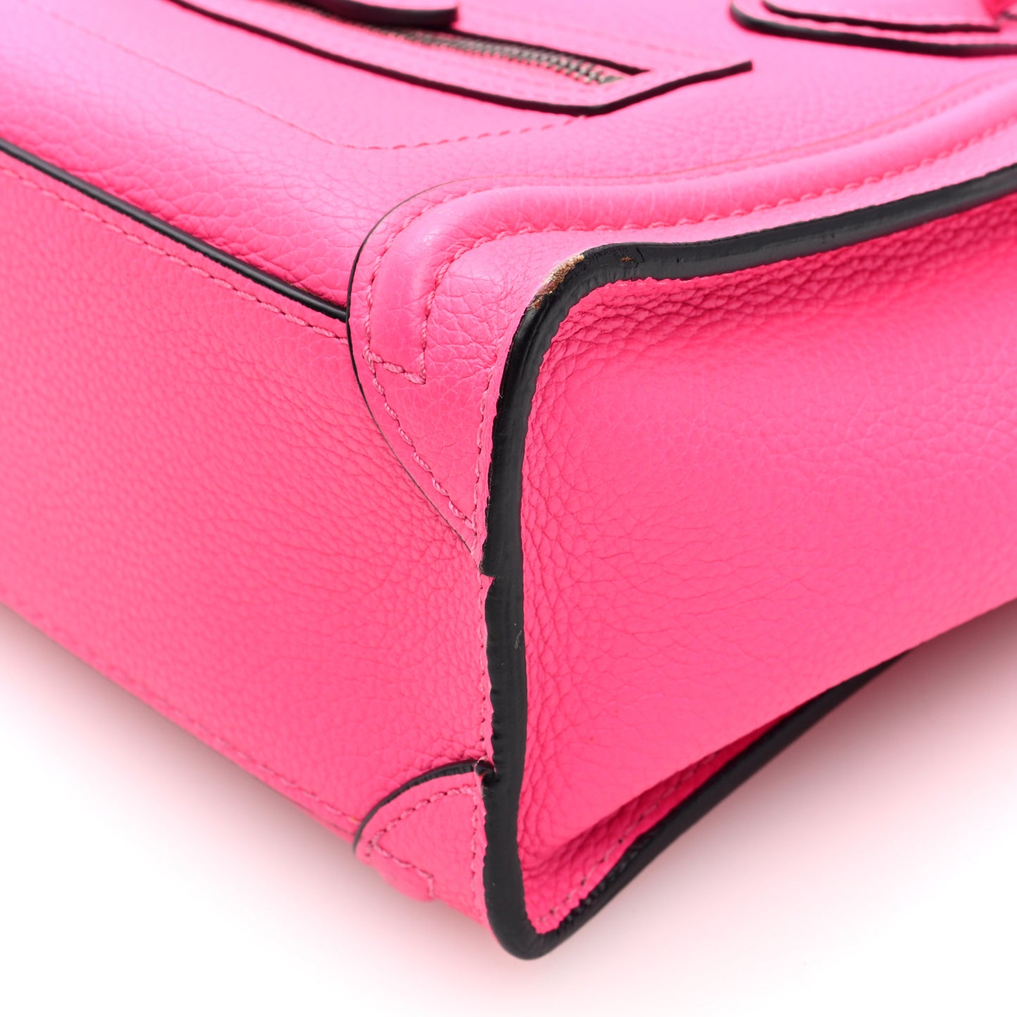 Drummed Calfskin Nano Luggage Fluo Pink