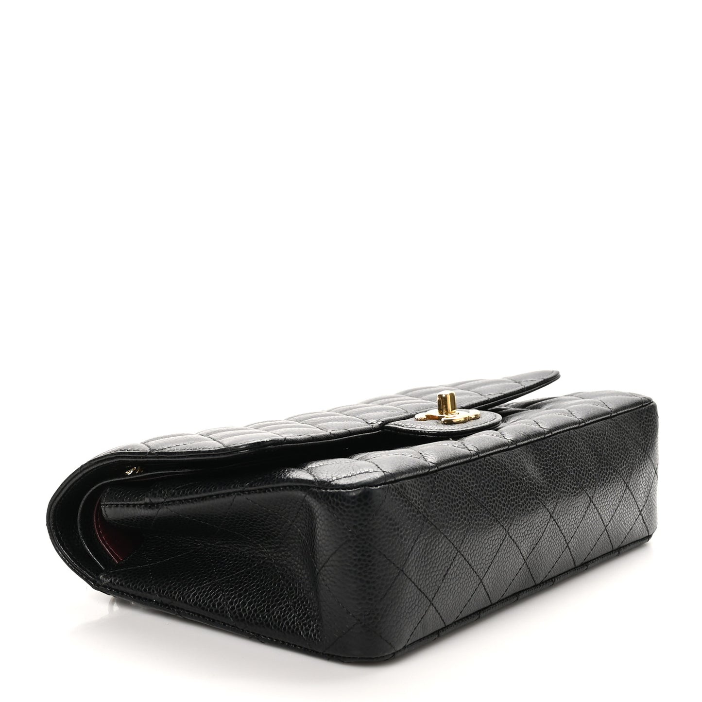 Caviar Quilted Medium Double Flap Black