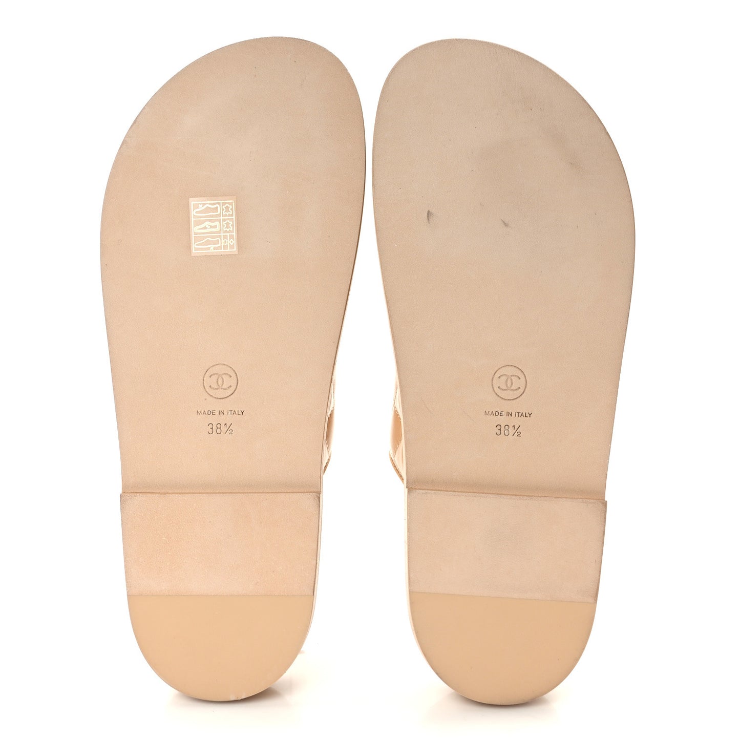 Lambskin Quilted Velcro Dad Chain CC Slide Sandals 38.5 Beige