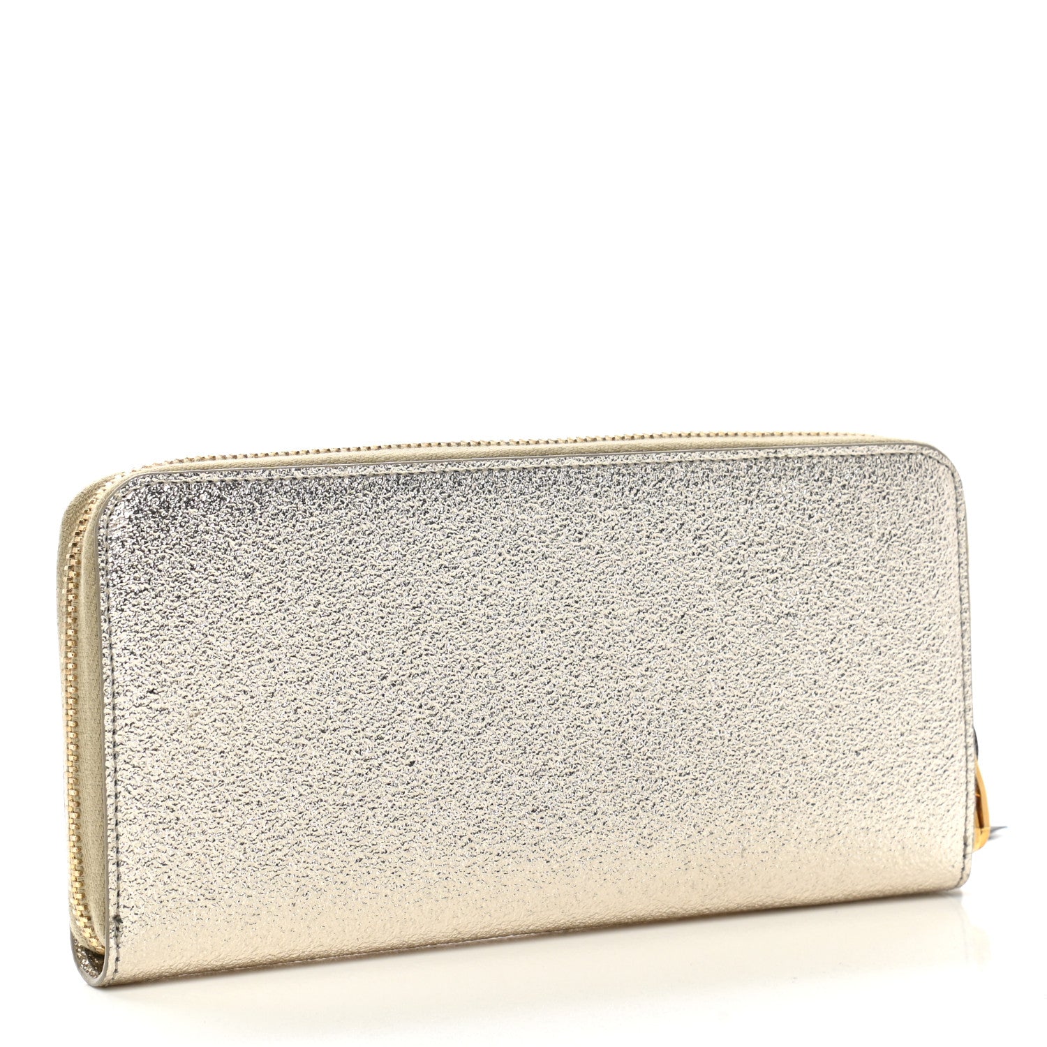 Saint Laurent Calfskin Metallic Monogram Continental Zip Around Wallet Silver 3 of 7