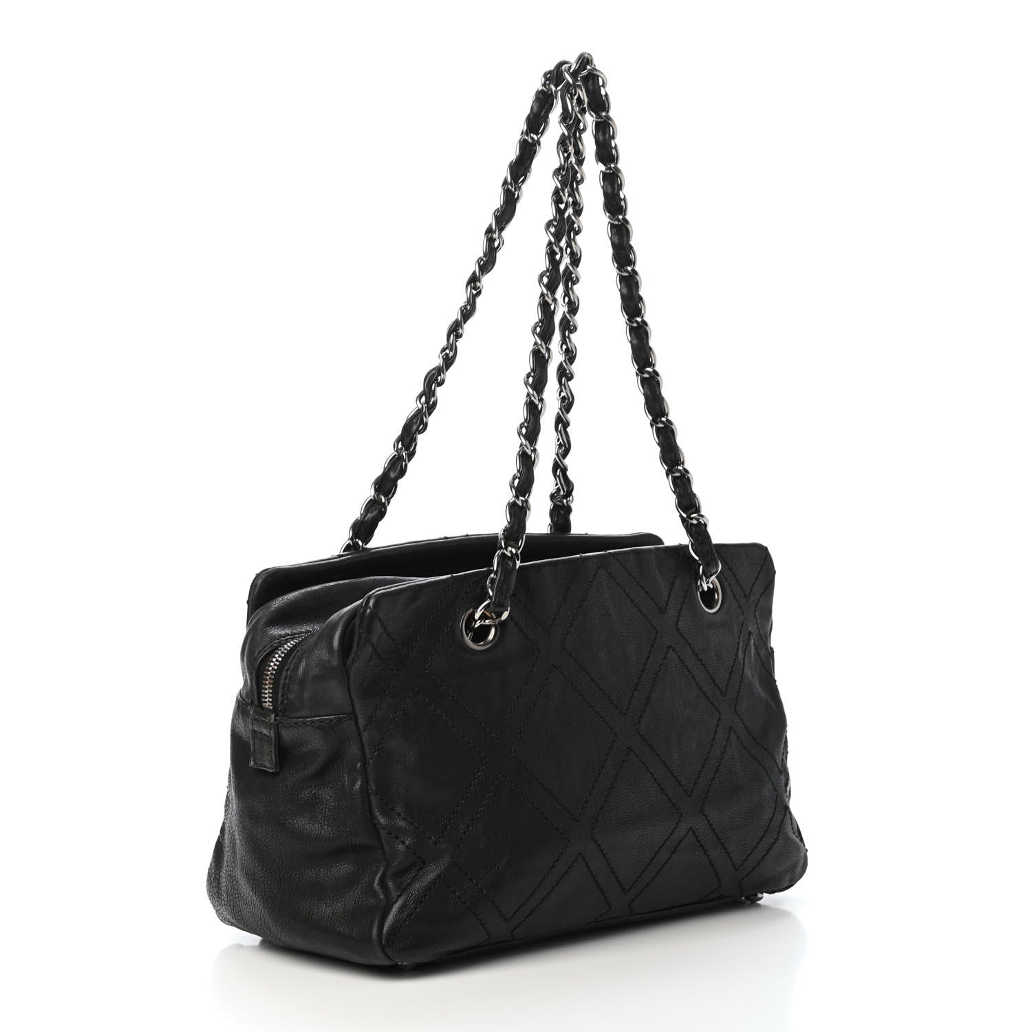Chanel Calfskin Small Diamond Stitch Tote Black 2 of 5
