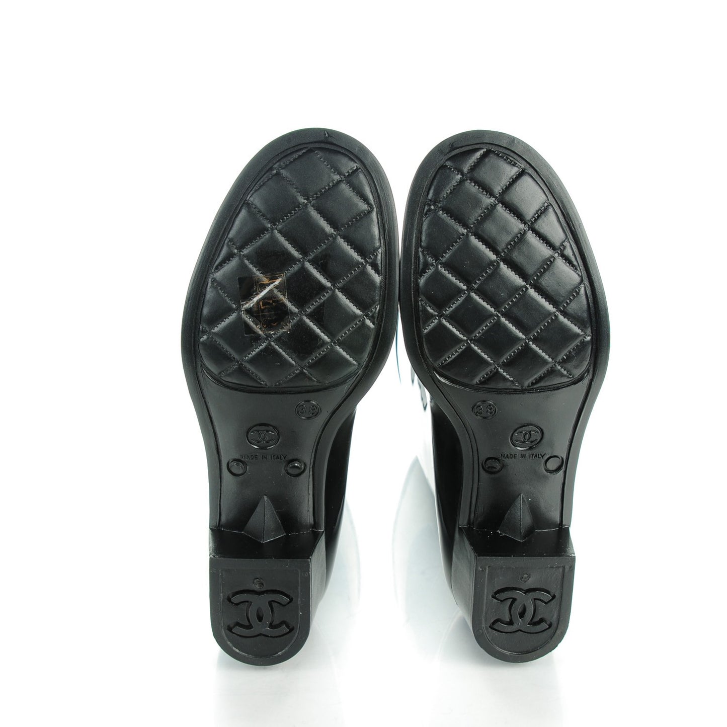 Rubber Camellia Rain Boots 38 Black