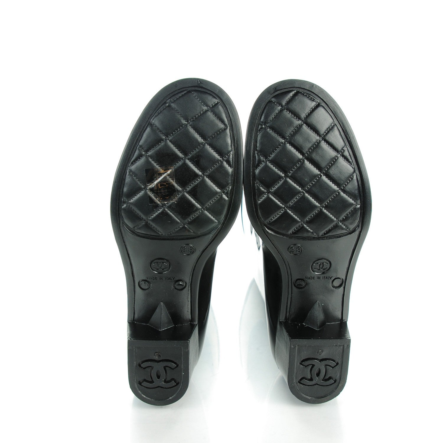 Chanel Rubber Camellia Rain Boots 38 Black 5 of 8