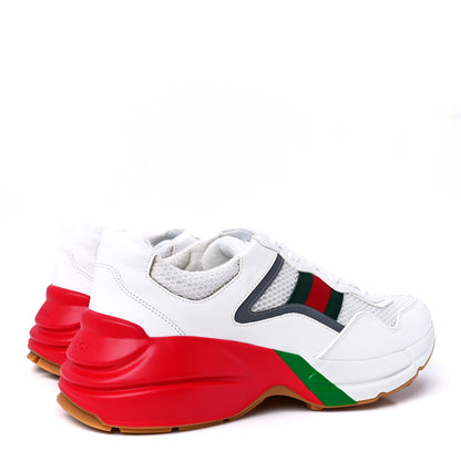 Gucci Lavaredo Eco Fabric Mesh Web Mens Rhyton Reflective Sneakers 9 Great White Green Red Silver 4 of 9