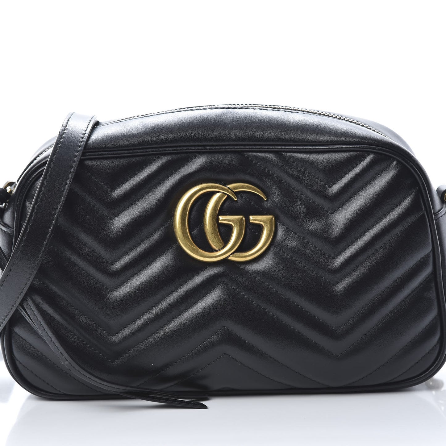 Calfskin Matelasse Small GG Marmont Chain Shoulder Bag Black