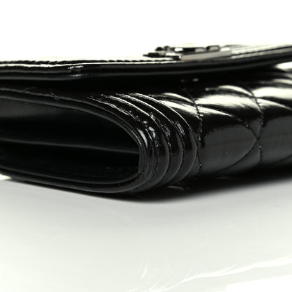 Chanel Distressed Patent Quilted Boy Flap Card Holder Wallet Black 5 of 7
