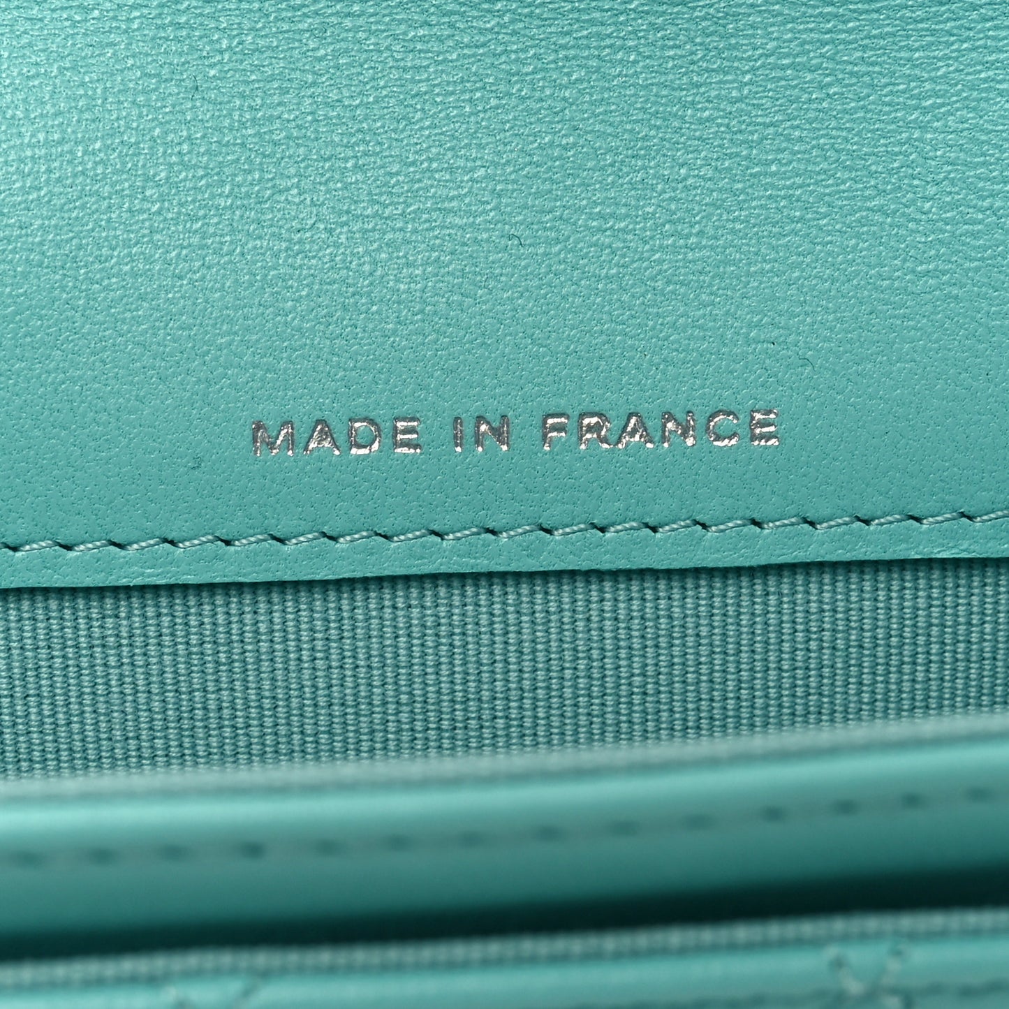 Lambskin Quilted Flap Card Holder Wallet Turquoise