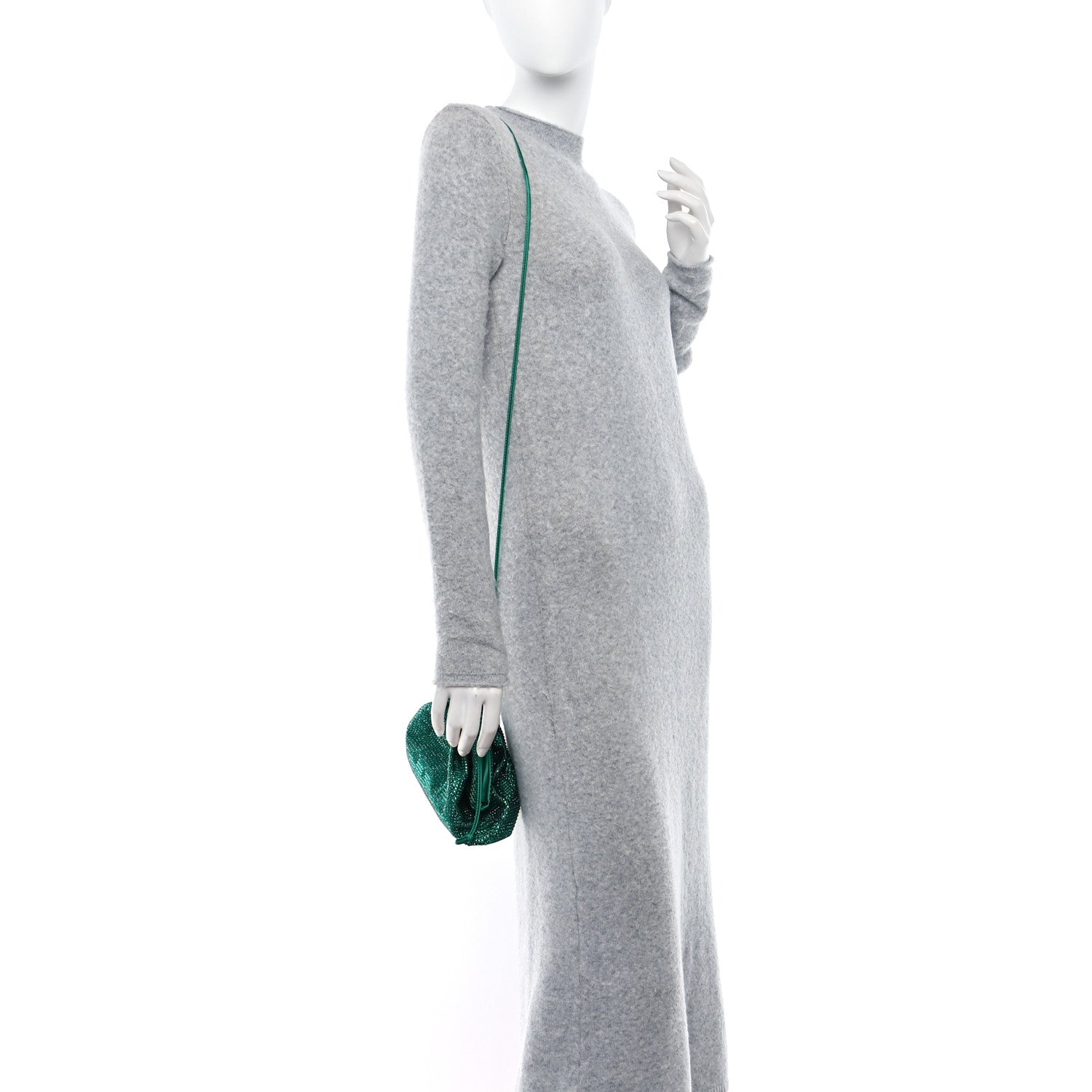 Bottega Veneta Satin Crystal Embellished The Mini Pouch Emerald 2 of 8