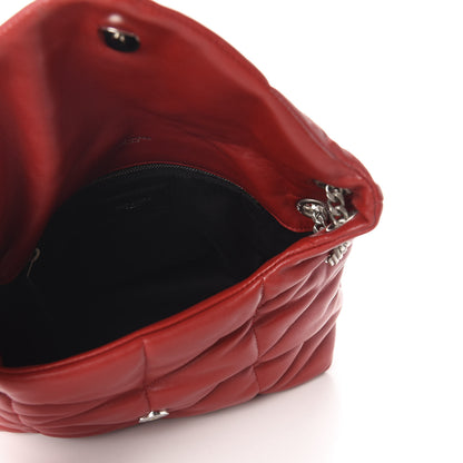 Saint Laurent Lambskin Quilted Small Loulou Puffer Monogram Chain Satchel Red 5 of 11